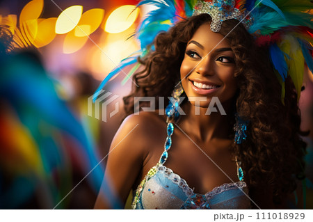 Rio Carnival Dancer in Vibrant Costume 111018929