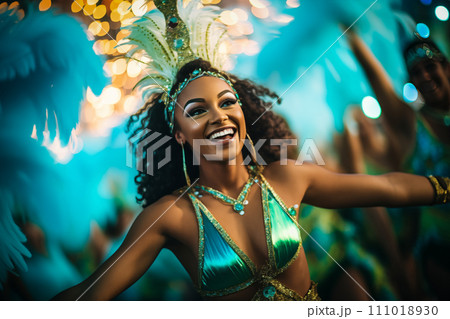 Rio Carnival Dancer in Vibrant Costume 111018930
