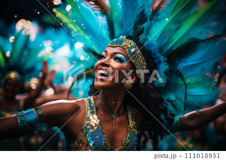 Rio Carnival Dancer in Vibrant Costume 111018931