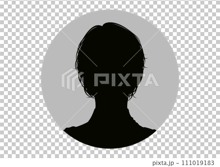 Illustration of an ID photo silhouette of a woman's face with sheet hair Illustration of an ID photo silhouette of a woman's face with sheet hair 111019183