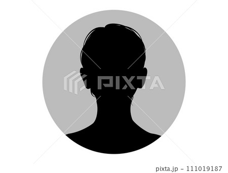 髪を束ねた女性の顔の証明写真シルエットのイラスト 髪を束ねた女性の顔の証明写真シルエットのイラスト 111019187