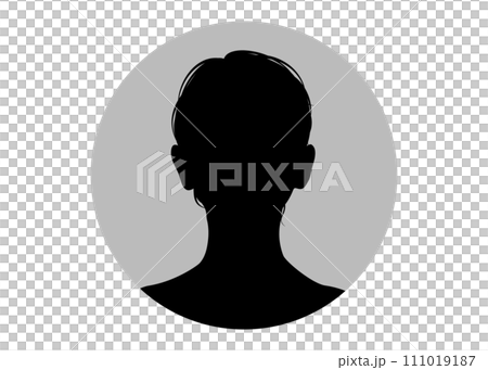 髪を束ねた女性の顔の証明写真シルエットのイラスト 髪を束ねた女性の顔の証明写真シルエットのイラスト 111019187