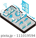 スマートフォンで生産管理をするイメージイラスト 111019594