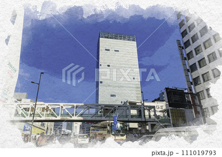 水彩画風 新宿駅南口 JR新宿ミライナタワー 東京都新宿区 水彩画風 新宿駅南口 JR新宿ミライナタワー 東京都新宿区 111019793