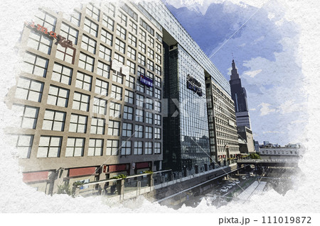 水彩画風 新宿駅南口 タカシマヤ タイムズスクエア 東京都新宿区 水彩画風 新宿駅南口 タカシマヤ タイムズスクエア 東京都新宿区 111019872