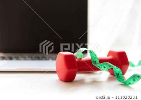 Close up dumbbell. Healthy snack for diet planning for working in office. Close up dumbbell. Healthy snack for diet planning for working in office. 111020231