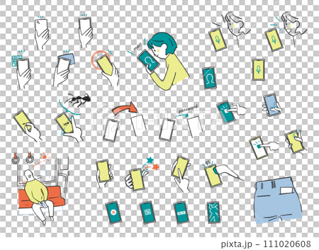 Can you use it differently?Various smartphone operation set illustration material Can you use it differently?Various smartphone operation set illustration material 111020608