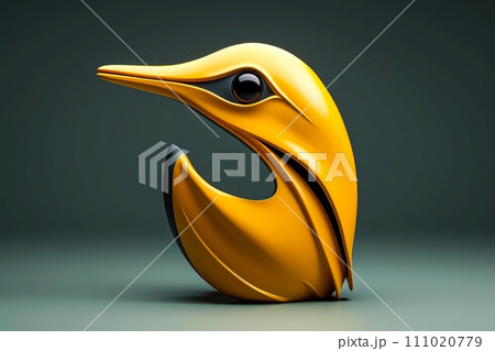 Close-up, 3d mockup of abstract bird with minimal background, Generative AI 111020779