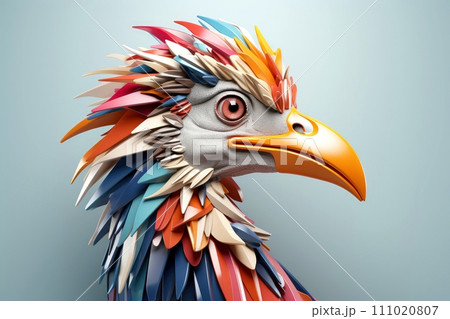 Close-up, 3d mockup of abstract bird with minimal background, Generative AI 111020807