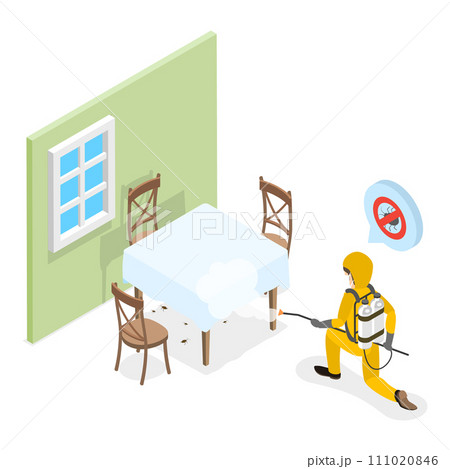 3D Isometric Flat Vector Illustration of Pest Control Service. Item 3 111020846