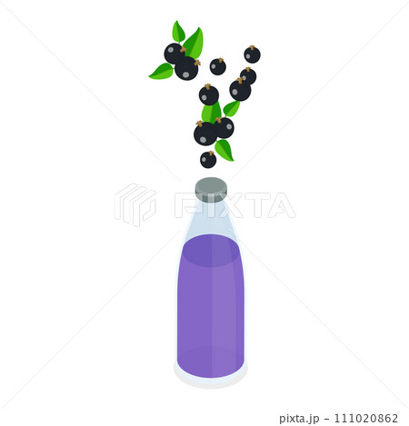 3D Isometric Flat Vector Set of Bottles With Berry Beverage. Item 3 111020862