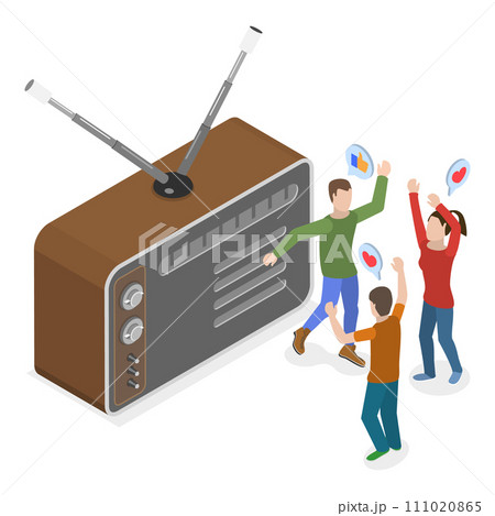 3D Isometric Flat Vector Illustration of Podcast Making. Item 3 111020865