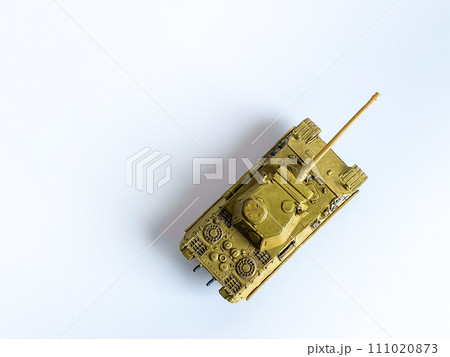 World war 2 tank model toy isolated on white background 111020873