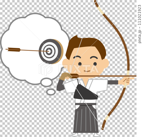 男子弓道選手のイメージイラスト 111021923