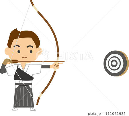 男子弓道選手のイメージイラスト 111021925