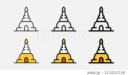 thai pagoda temple buddhism line icon and filled outline vector 111022138