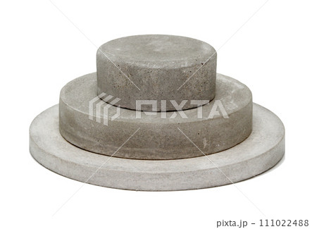 Concrete template podium pedestal for show cosmetic or skin care products display isolated on white background 111022488