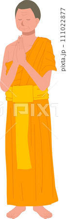 Full length standingThai monk praying. Full length standingThai monk praying. 111022877