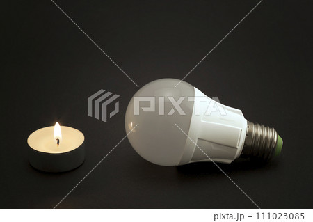 Progress of lighting with candle and LED bulb. Progress of lighting with candle and LED bulb. 111023085
