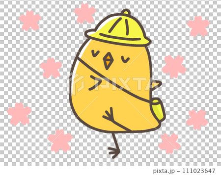 かわいい幼稚園児の手描き風イラスト　ひよこ 111023647
