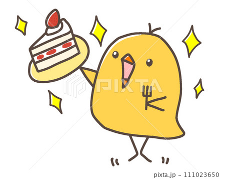 ケーキを食べるヒヨコ 111023650