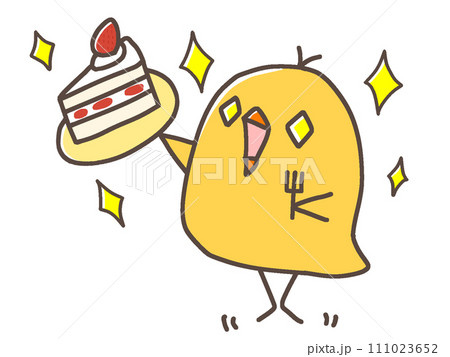 ケーキを食べるヒヨコ 111023652