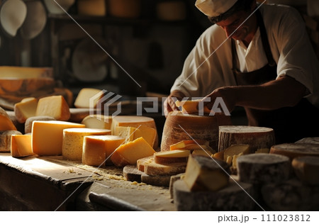 AI-generated content. Traditional cheese making process 111023812