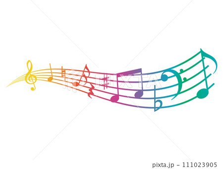 流れる音符 レインボー 流れる音符 レインボー 111023905