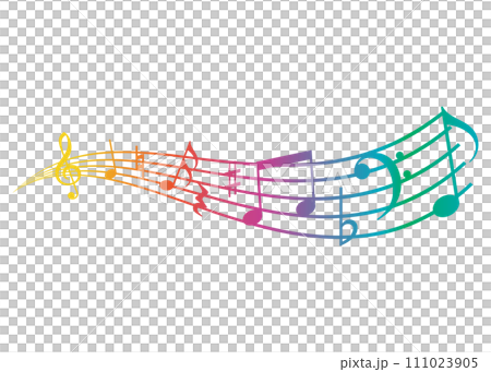 流れる音符 レインボー 流れる音符 レインボー 111023905