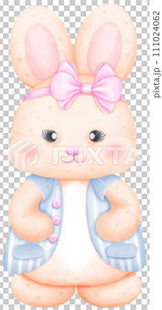 Cute Watercolor Easter Bunny Clipart for Spring Celebrations 111024062