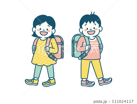 ランドセルを背負った小学生のイラスト シンプル ランドセルを背負った小学生のイラスト シンプル 111024117