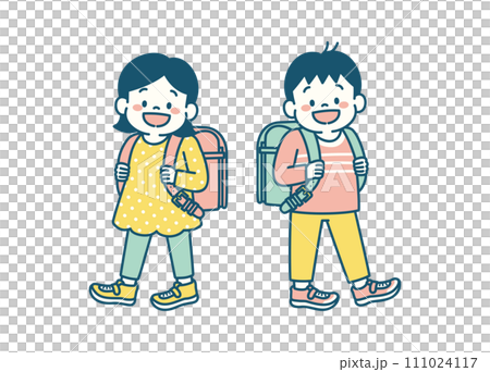 ランドセルを背負った小学生のイラスト シンプル ランドセルを背負った小学生のイラスト シンプル 111024117