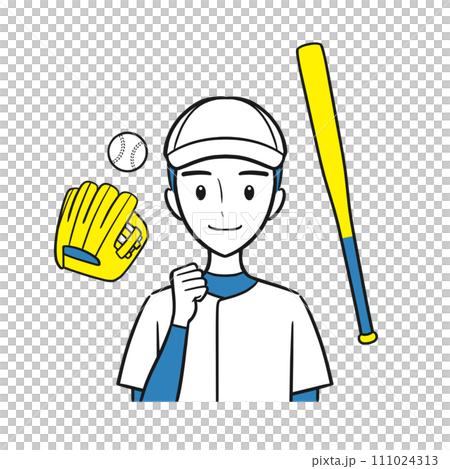 棒球部、青少年棒球、在社團活動中努力的男學生（無背景/簡單） 111024313