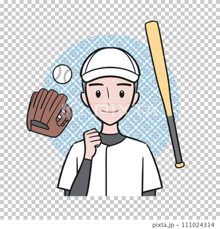 Baseball club, youth baseball, male student working hard in club activities (with background) 111024314