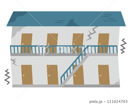 被災したアパートのイラスト 111024703