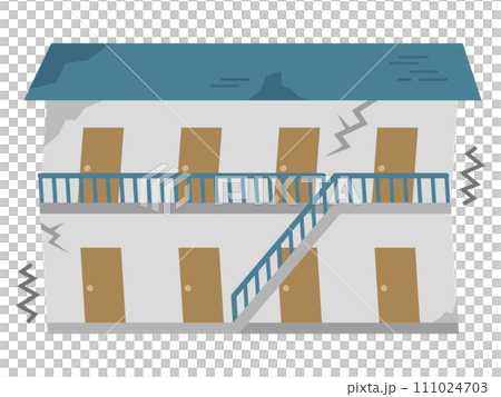 被災したアパートのイラスト 111024703