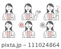 様々な表情の白衣を着た女性のアバターイラストセット 111024864