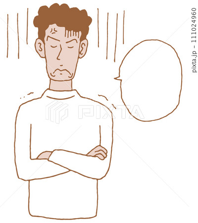 私服姿の男性の上半身ポーズ5 111024960