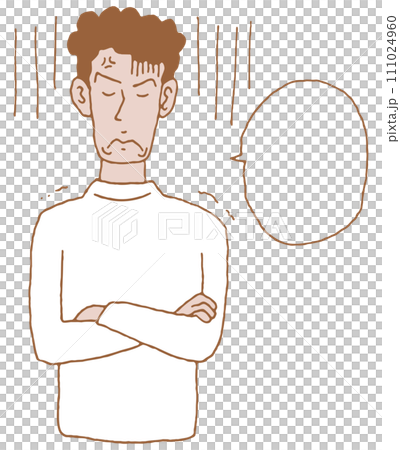 私服姿の男性の上半身ポーズ5 111024960