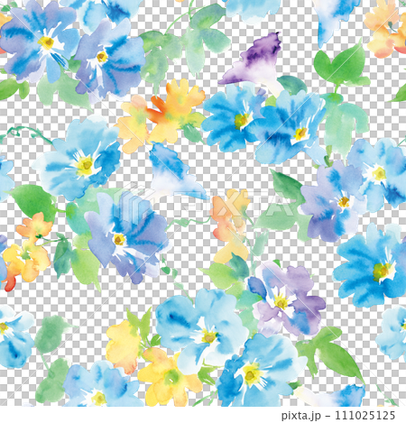 Morning glory seamless pattern painted in watercolor 111025125