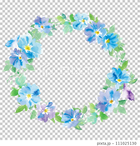 水彩で描いた朝顔のリースイラスト 水彩で描いた朝顔のリースイラスト 111025130