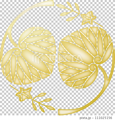 家紋　花付き追い葵【金色】 111025156