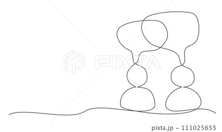 Dialog One line drawing isolated on white background Dialog One line drawing isolated on white background 111025655