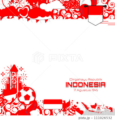 Happy Independence Day of Indonesia, illustration background design, social media template 111026532