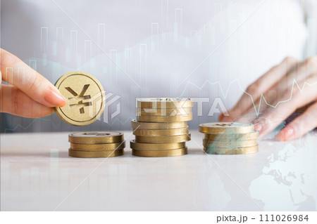 円の通貨イメージ（金貨） 111026984