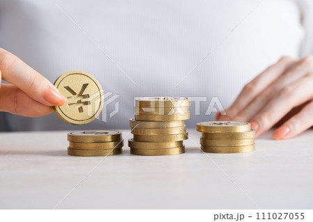 円の通貨イメージ（金貨） 111027055