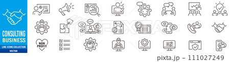 Consulting business editable stroke linear icon Consulting business editable stroke linear icon 111027249