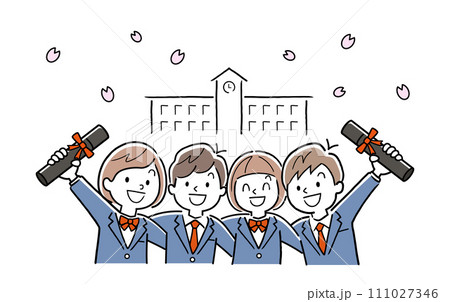 ベクターイラスト素材：学校を卒業する生徒たち 111027346