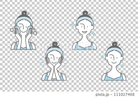 スキンケアをする女性のイラストセット 111027408
