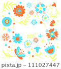 PACKAGING OR CARD Floral Abstract Nature Folk Decor Ethnic Doodle Ornament Holiday Cartoon Vector Illustration With Text For Print 111027447
